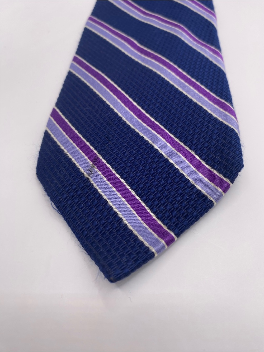 Brooks Brothers Navy Silk Tie with Purple and White Stripes